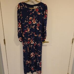 Eliza J Navy Dress with Red and White Floral